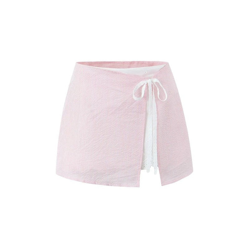Serenya Lace Bow Camisole Set-Pink