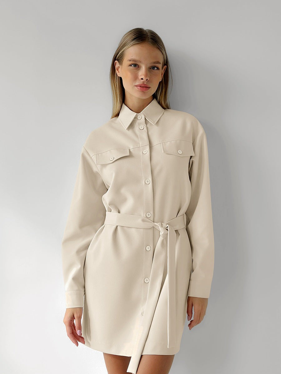 Evania Vintage Collar Dress-Khaki