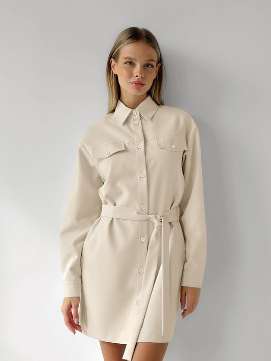 Evania Vintage Collar Dress-Khaki