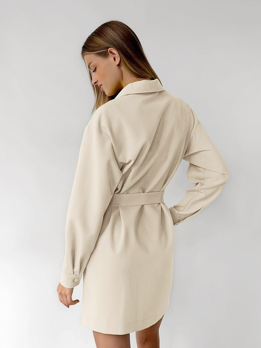 Evania Vintage Collar Dress-Khaki
